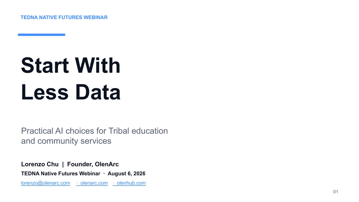 Title slide of the &ldquo;Start With Less Data&rdquo; presentation given at the TEDNA Native Futures webinar.